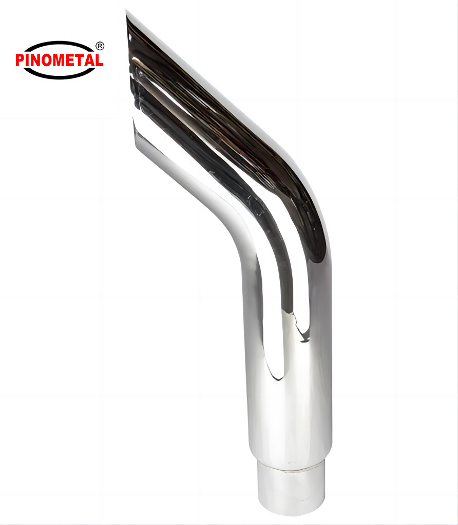 Wholesale 5 Inch Chrome or Stainless Steel Polished Bull Horn Top Exhaust Stacks for Peterbilt 378,379&389