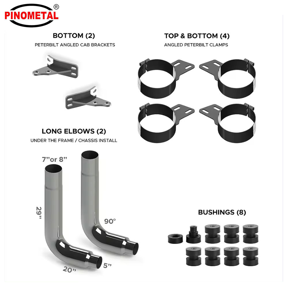 Stainless steel 8 x 153 inch 30 degree Turn Out 30 Top Exhaust Kit