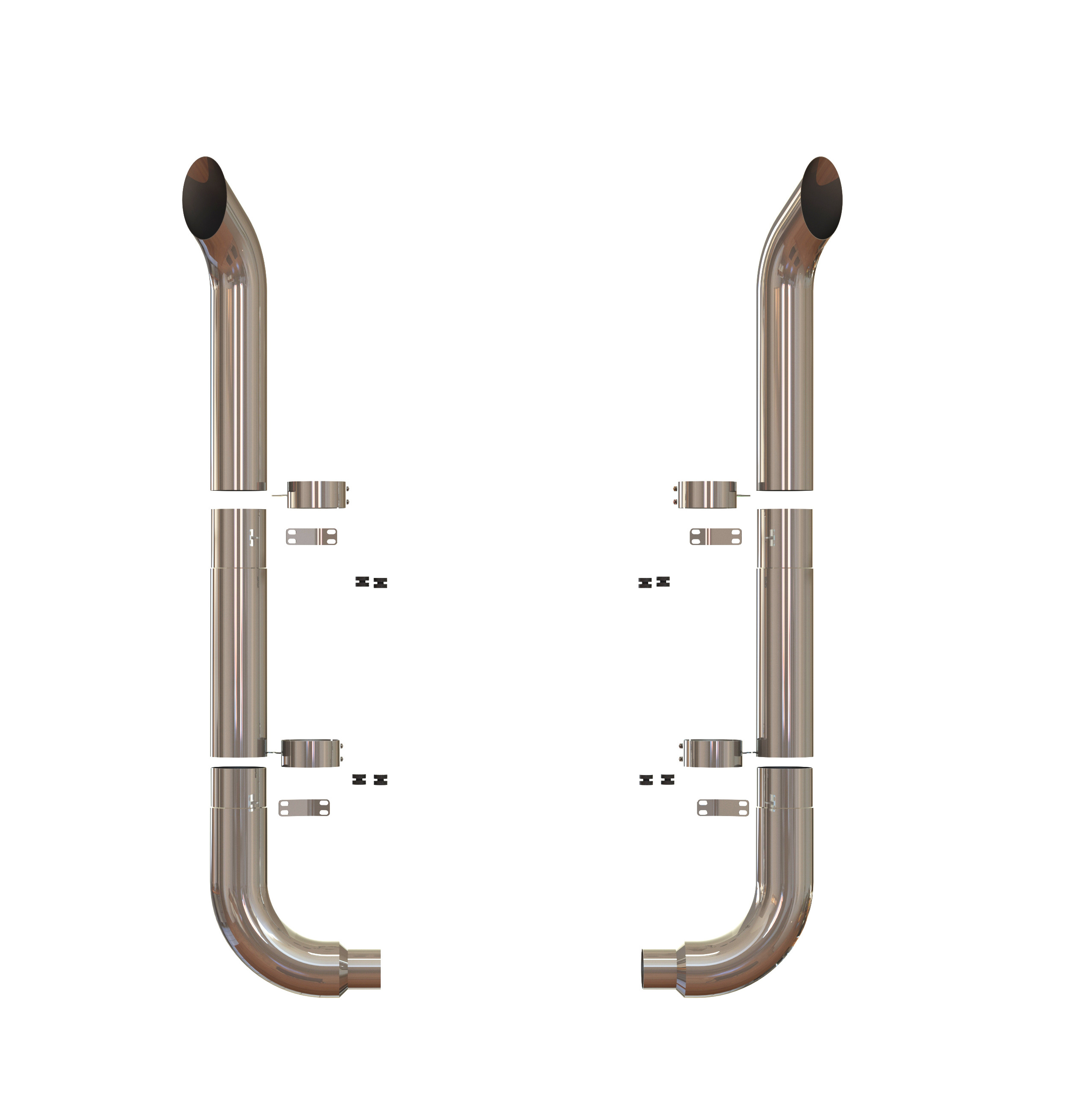 Stainless steel 8 x 153 inch 30 degree Turn Out 30 Top Exhaust Kit