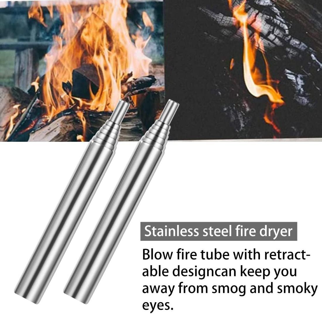 NPOT Blow Fire Tube Stainless Steel Blow Pipe Fire Tools, Fire Blow Pipe for Survival Outdoors Camping Accessories