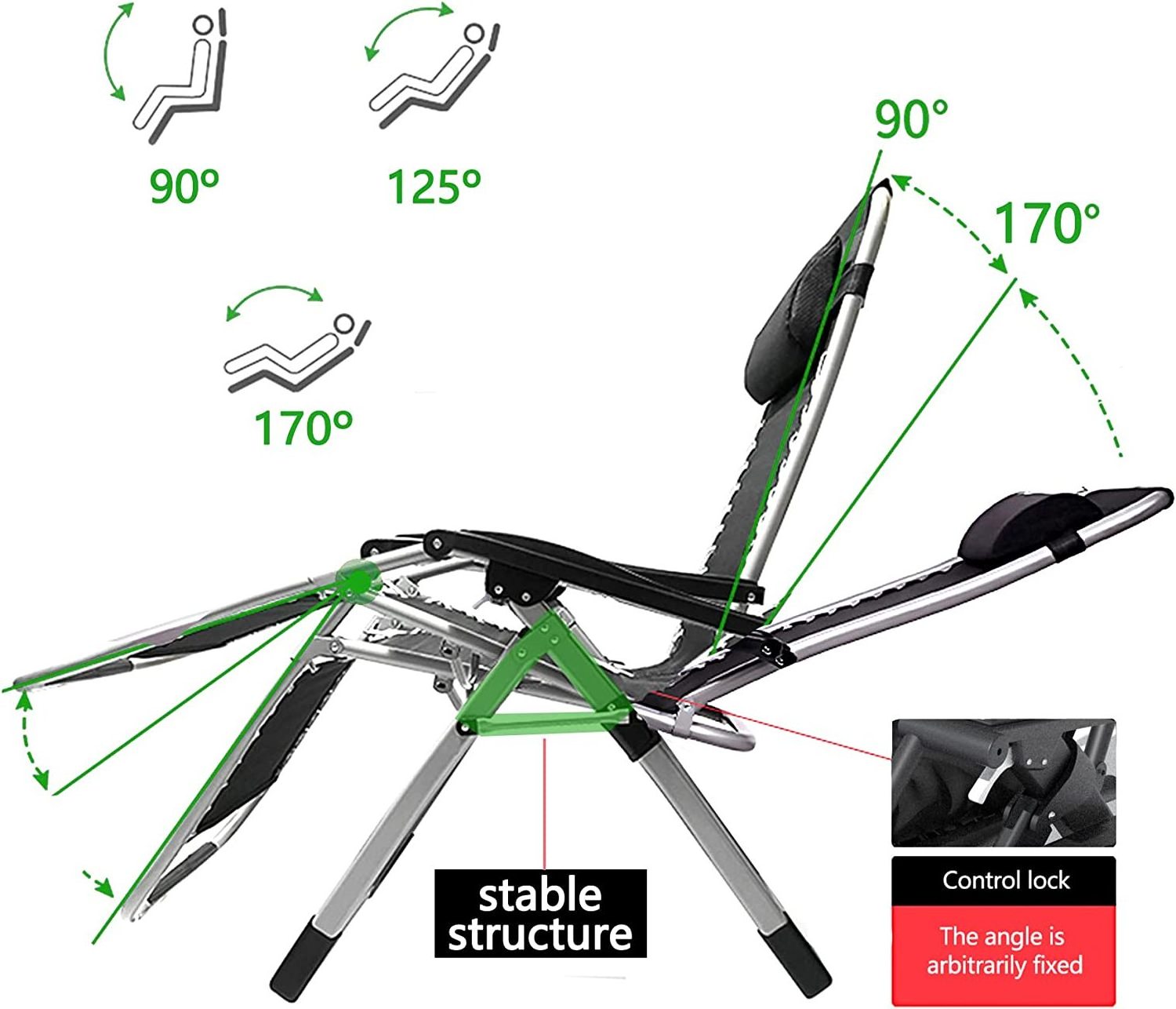 NPOT High Quality Cheap Steel Camping Zero Gravity Chair With Footrest Elderly Lightweight Portable