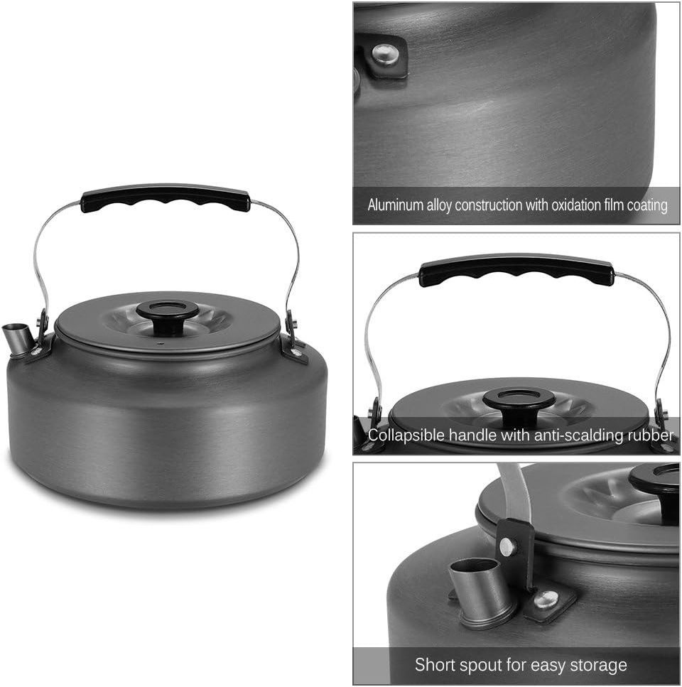 NPOT Portable 1.6l Outdoor Camping Kettle Hard Aluminum Hiking Backpacking Tea Kettle Camping Tea Kettle