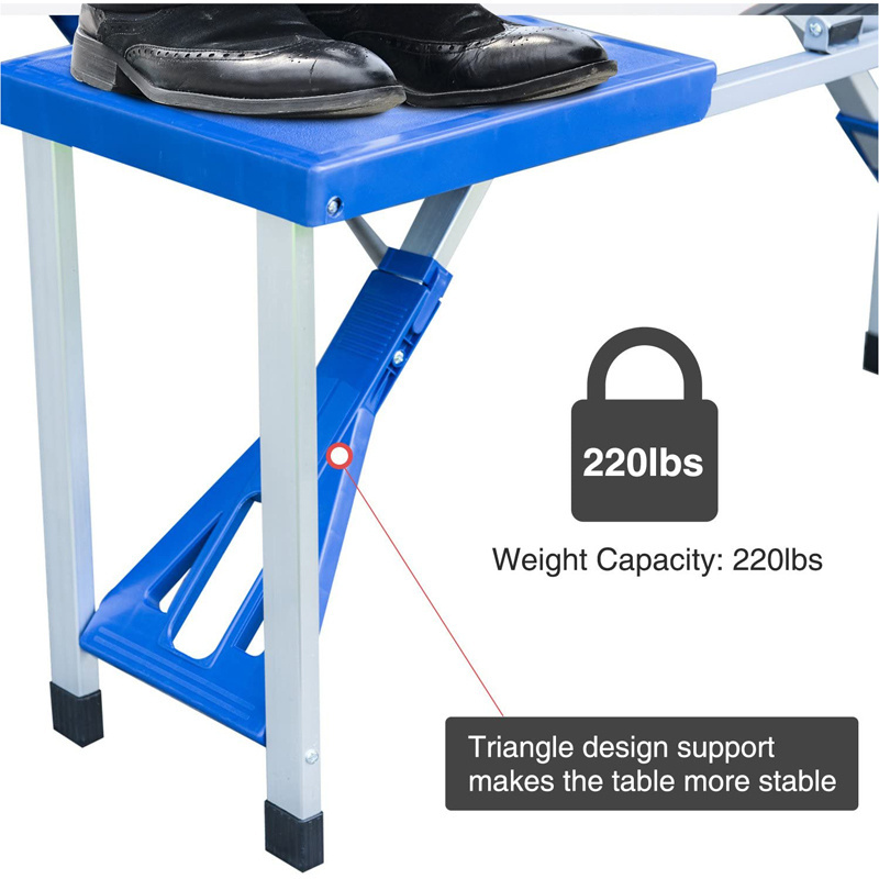 NPOT Factory Price OEM Portable Picnic Foldable Table with Chairs and Umbrella Hole 4-person Fold up Travel Table Plastic BSCI