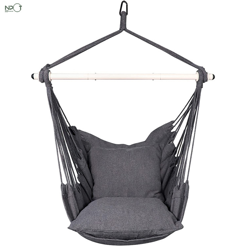 NPOT 2022 New Hammock Chair Foldable Metal Bar Hanging Chair for Bedroom Indoor Outdoor Heavy Duty Swing Chair