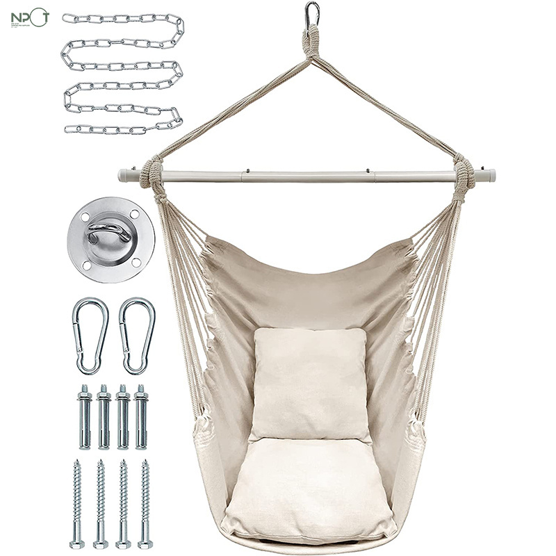 NPOT 2022 New Hammock Chair Foldable Metal Bar Hanging Chair for Bedroom Indoor Outdoor Heavy Duty Swing Chair