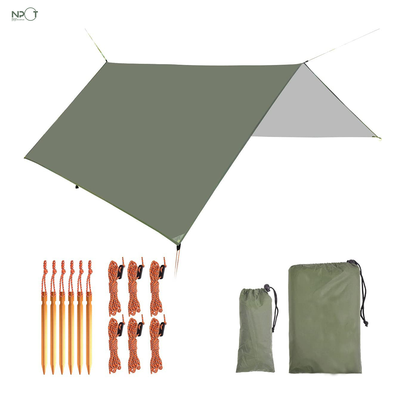 Hammock Rain Fly Tent Tarp,Portable Lightweight Waterproof Windproof Anti-UV Tarpaulin,5 in 1 Multifunctional Camping Shelter