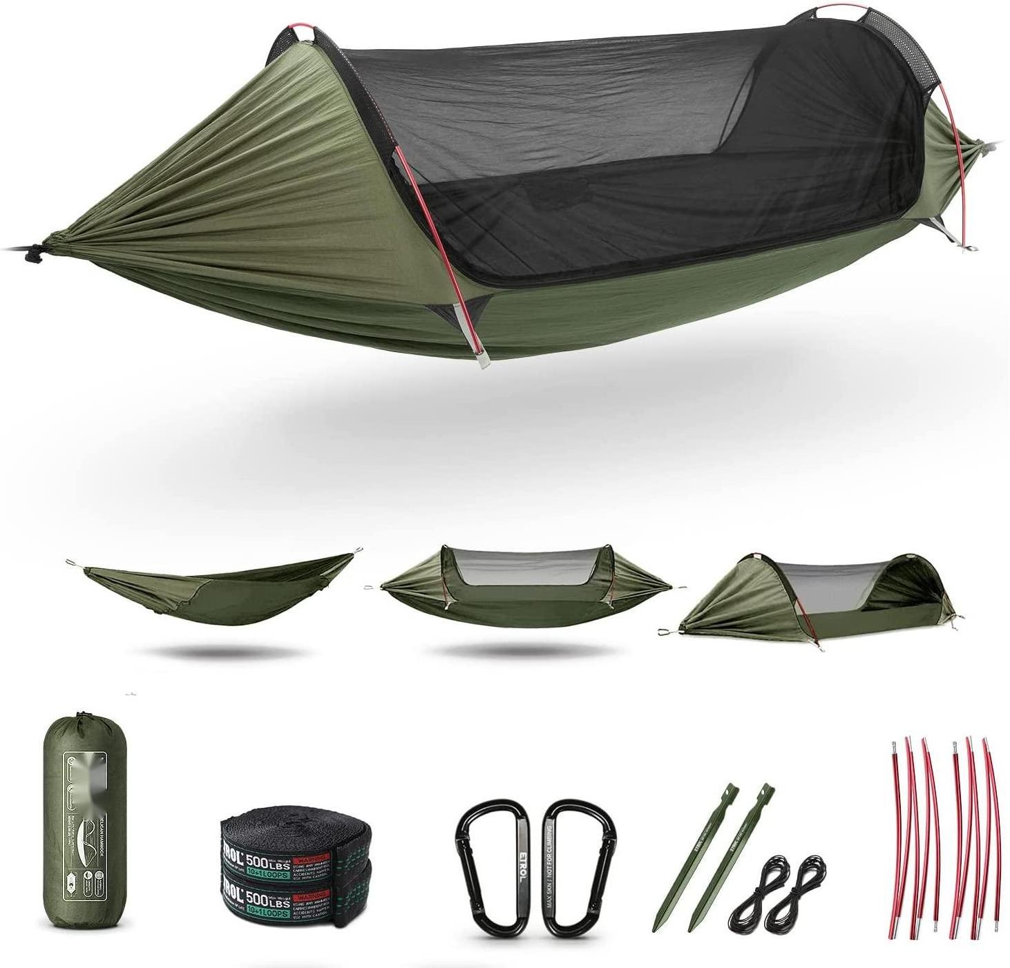 NPOT Camping Hammock with Mosquito Net,3 in 1 Function Parachute Portable Hammock