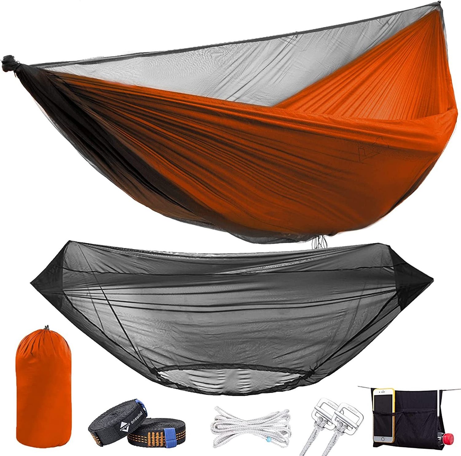 NPOT Camping Hammock with Mosquito Bug Net Long Tree Straps Ridgeline Chill Out Portable Hammock