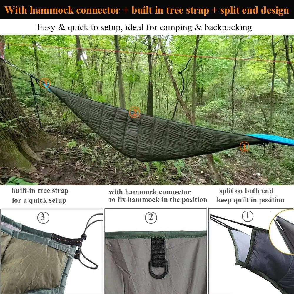 NPOT Single&Double Hammock Underquilt, Full Length Under Quilts for Hammocks, Winter Cold Weather Warm Blanket Bottom Insulation