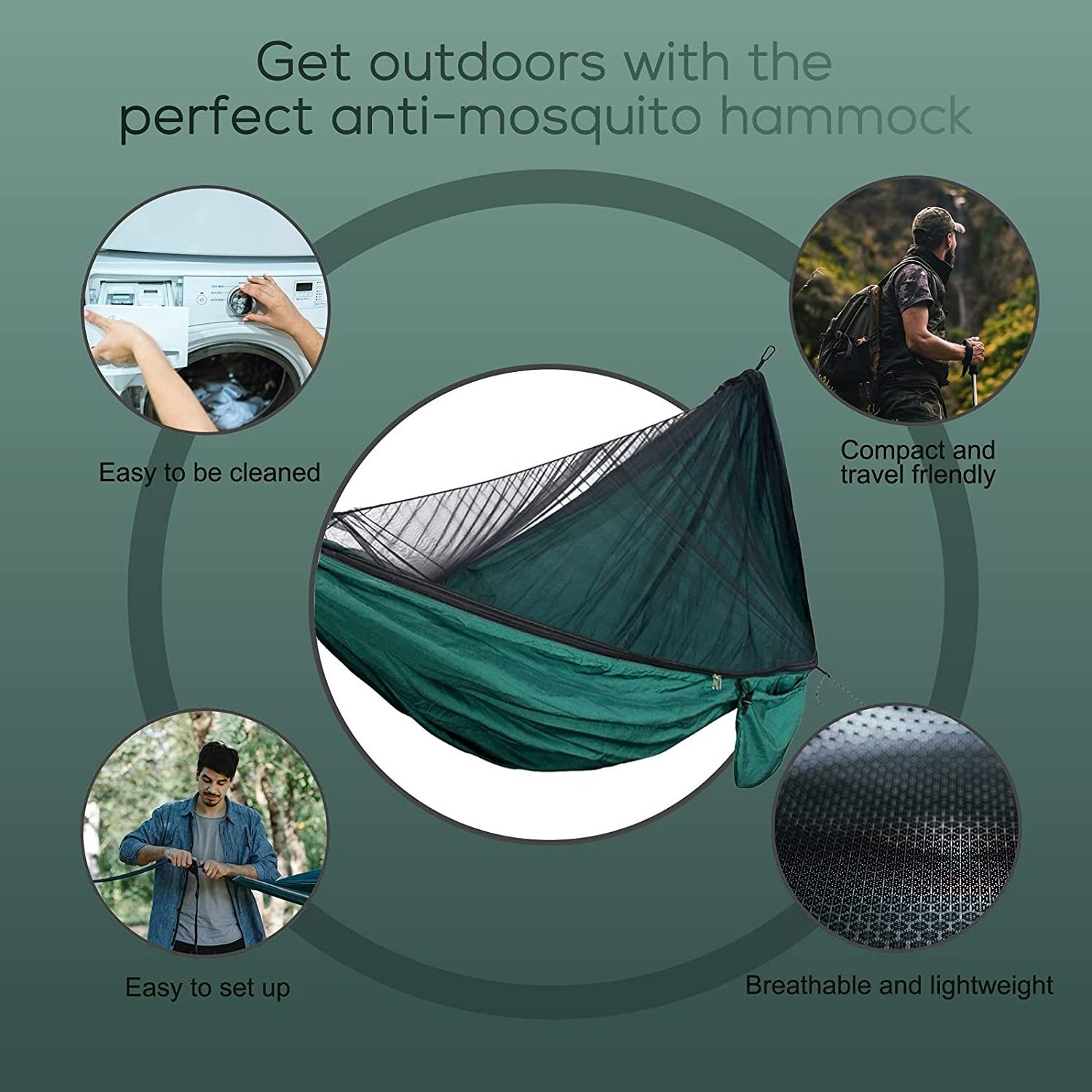 With Mosquito Net Portable Travel Hammock with Tree Straps D-shaped Carabiner Elastic Rope Loop Parachute Nylon Hammock Adult