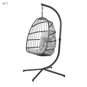 NPOT Indoor Outdoor Wicker Hanging Chair, Rattan Swing Egg Chair with UV Resistant Cushion