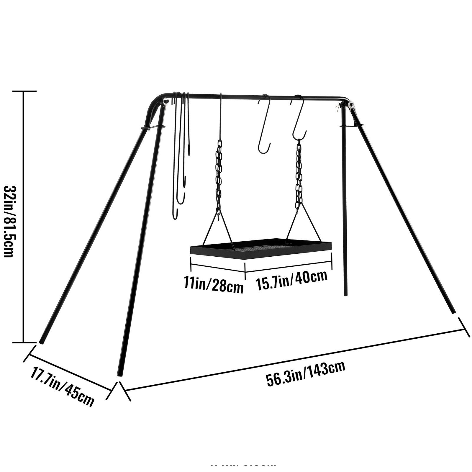 NPOT 2023 New Grill Swing Campfire Cooking Stand, BBQ Grill 44lbs Capacity for Cookware & Dutch Oven