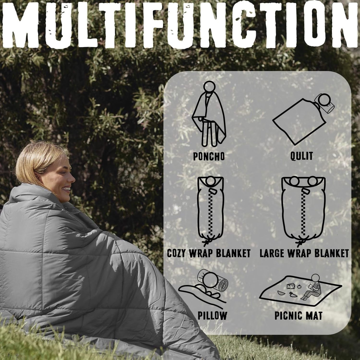 NPOT Insulation Puffy Camping Blankets for Cold Weather Warm & Packable Camping Quilt with Zipper