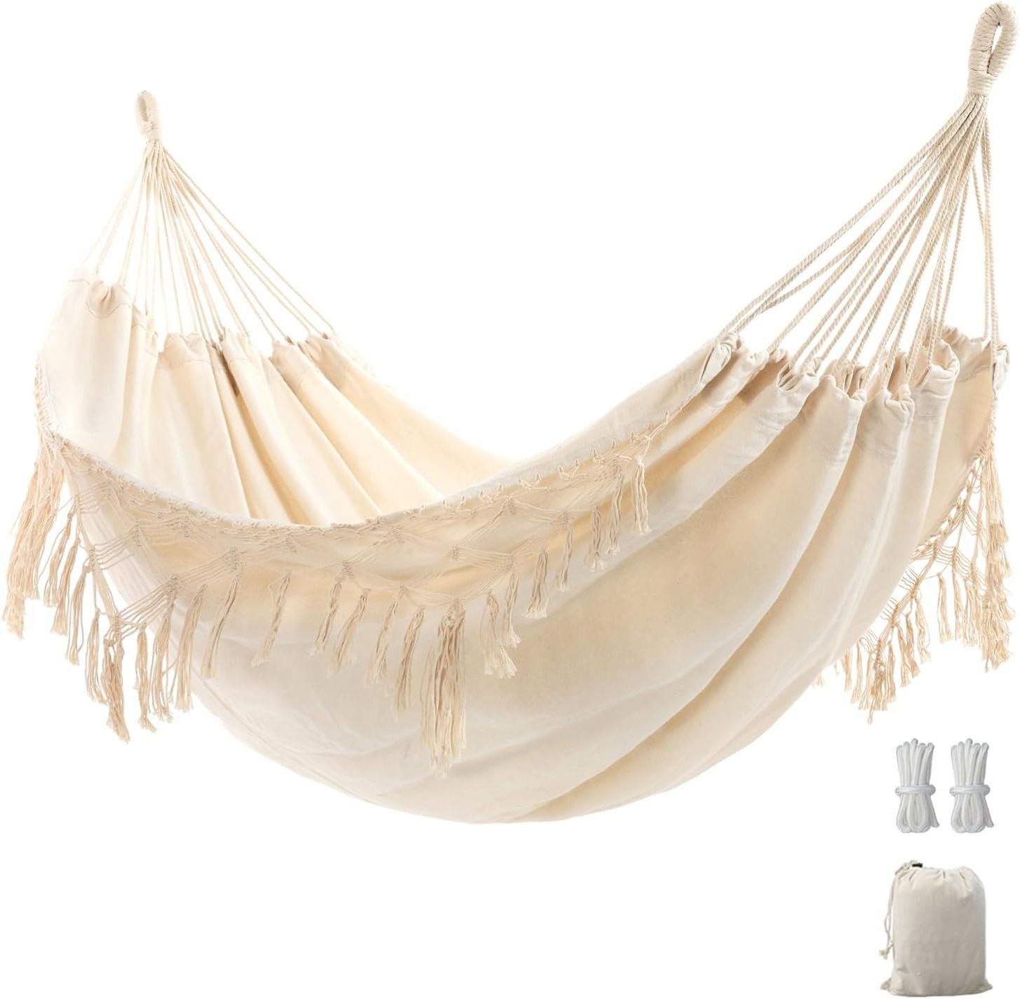 NPOT Tassel Bohemian Beach Hanging Chair Outdoor Camping Double Canvas Hammock