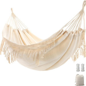 NPOT Tassel Bohemian Beach Hanging Chair Outdoor Camping Double Canvas Hammock