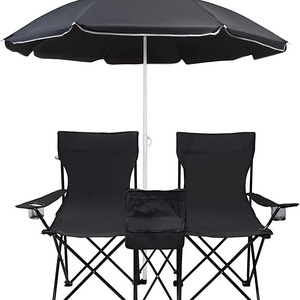 NPOT Custom Modern Outdoor Folding Lightweight Beach Lover Double Camping Chairs Moon Chair with Umbrella Fabric Alloy Steel