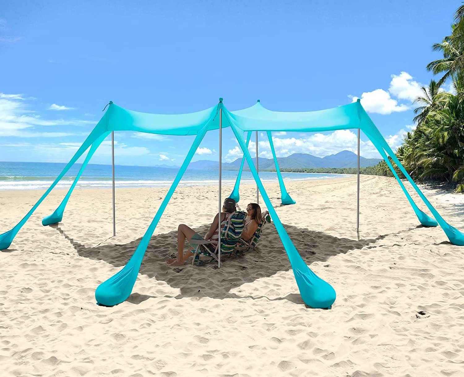 NPOT 10x10 FT Beach Tent Sun Shelter UPF50+ Beach Shade Canopy for Beach, Lawn, Parks, Picnic