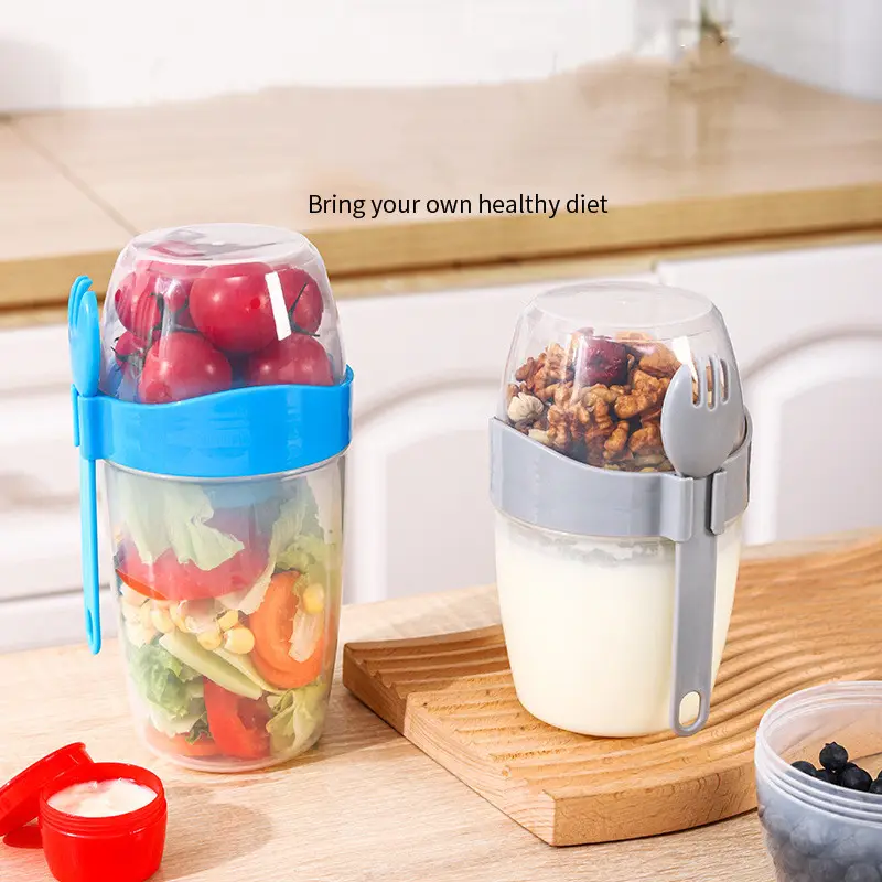 NPOT Salad Cup Plastic Storage Containers Yogurt Cereal to Go Breakfast Plastic KOREAN Water Bottles PS Adults Outdoor Bottle