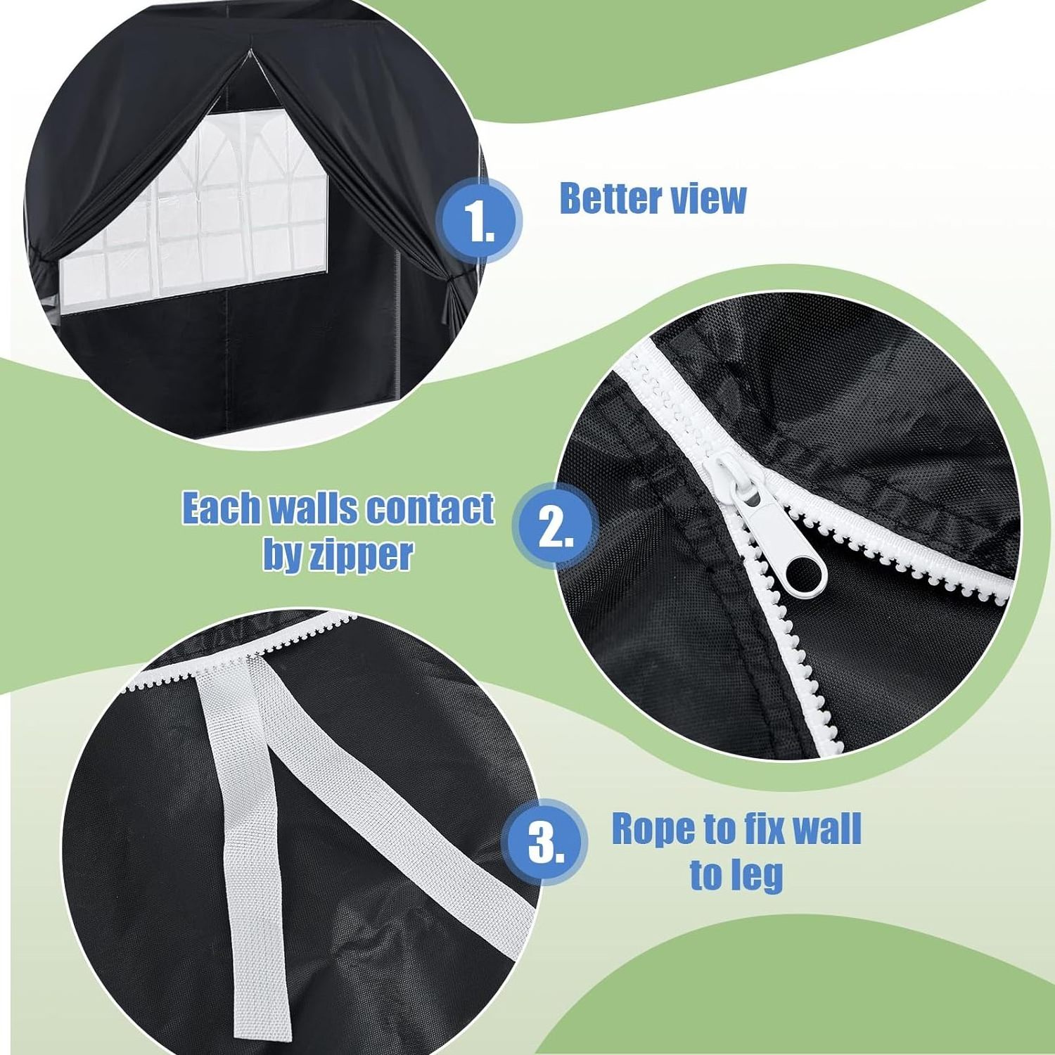 NPOT 4 Pcs Full Zippered Canopy Sidewall for 10 x 10 Canopy No Frame or Top Canopy Walls with Window Replacement Side Walls