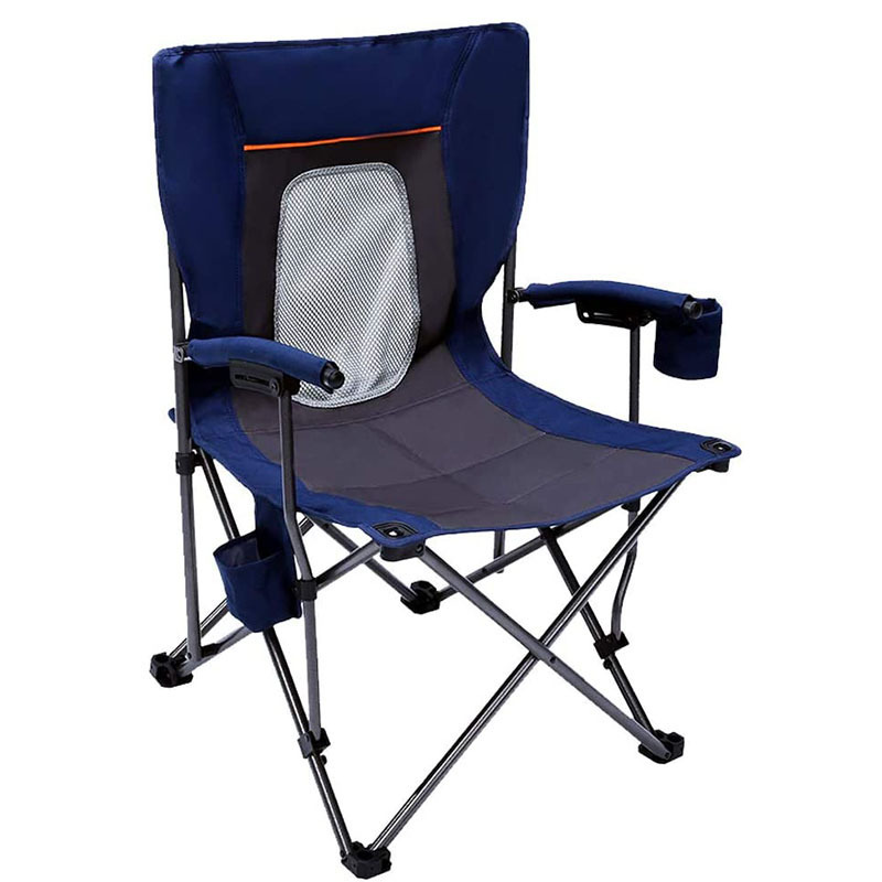 NPOT Camping Chair Folding Portable Quad Mesh Back with Cup Holder Pocket and Hard Armrest