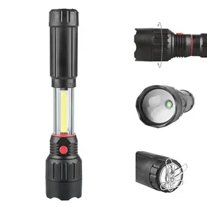 NPOT 2 in 1 Flashlight/worklight, 3W COB LED Flashlight with Magnetic base, length adjustable & telescopic Worklight