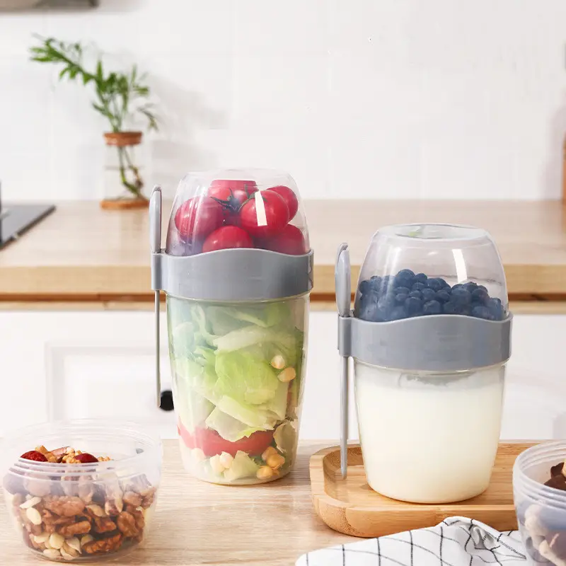 NPOT Salad Cup Plastic Storage Containers Yogurt Cereal to Go Breakfast Plastic KOREAN Water Bottles PS Adults Outdoor Bottle