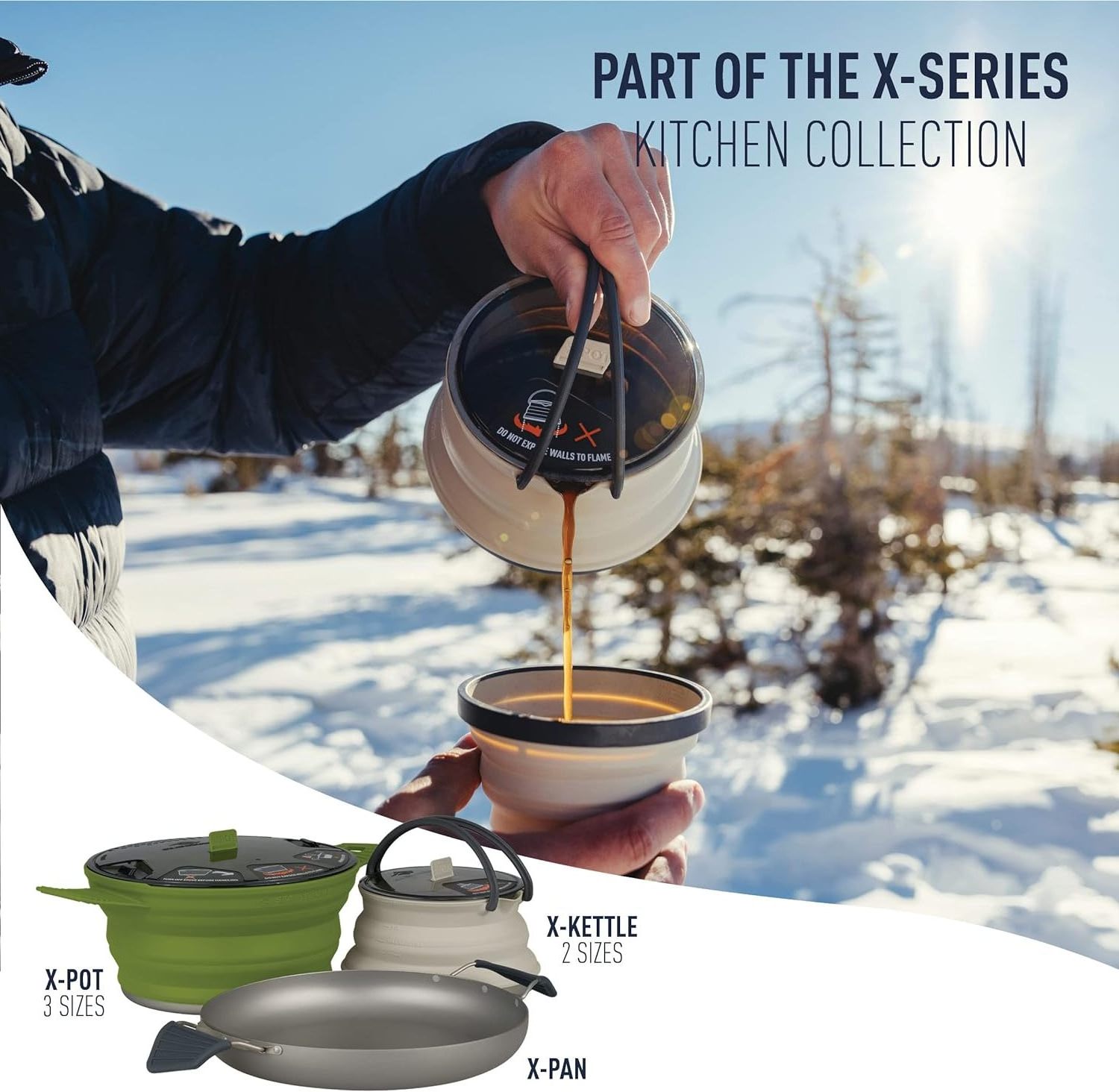 NPOT 2024 New Design 3-piece Collapsible Kettle and Mug Set for Backpacking and Camping