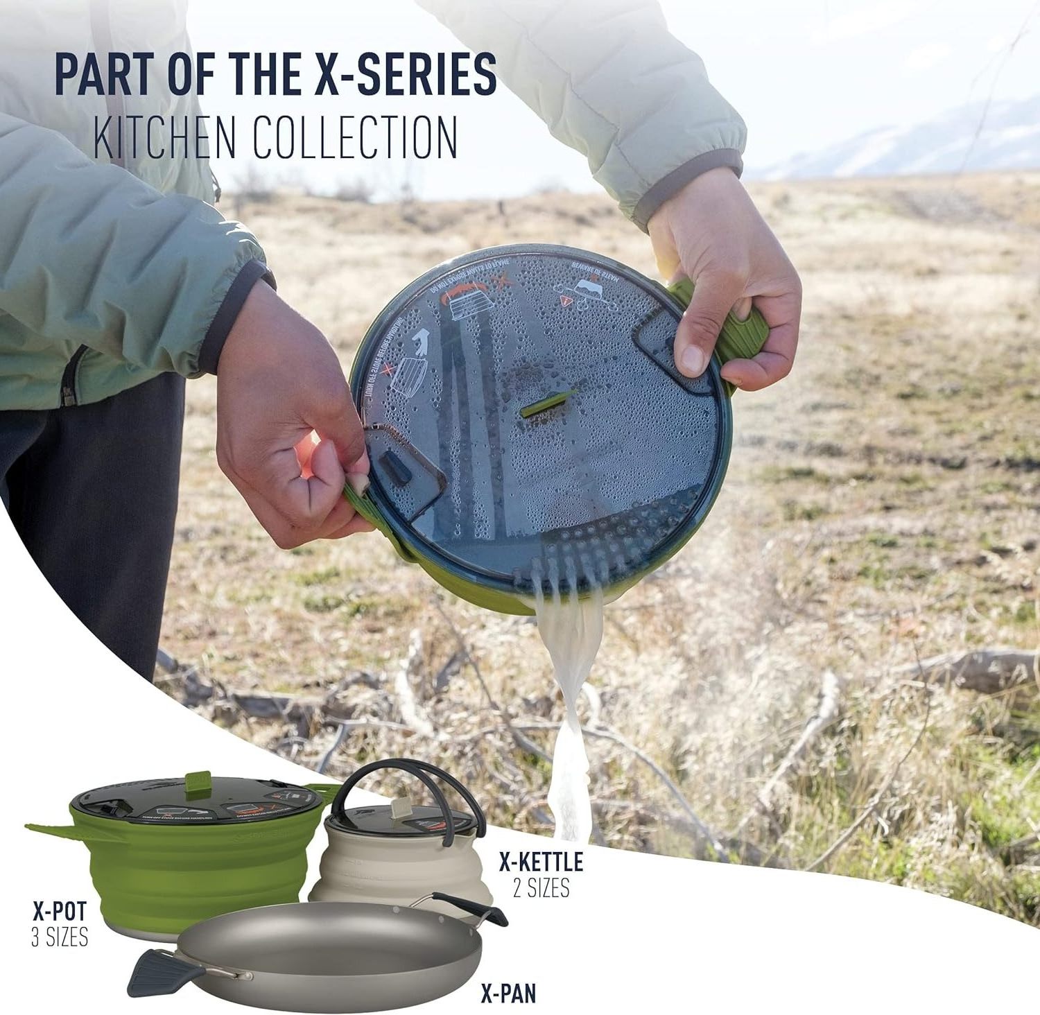 NPOT 2024 New Design Camping Pot collapsible Silicone Folding Cooking Kettle Set 5-Piece Cookware Set