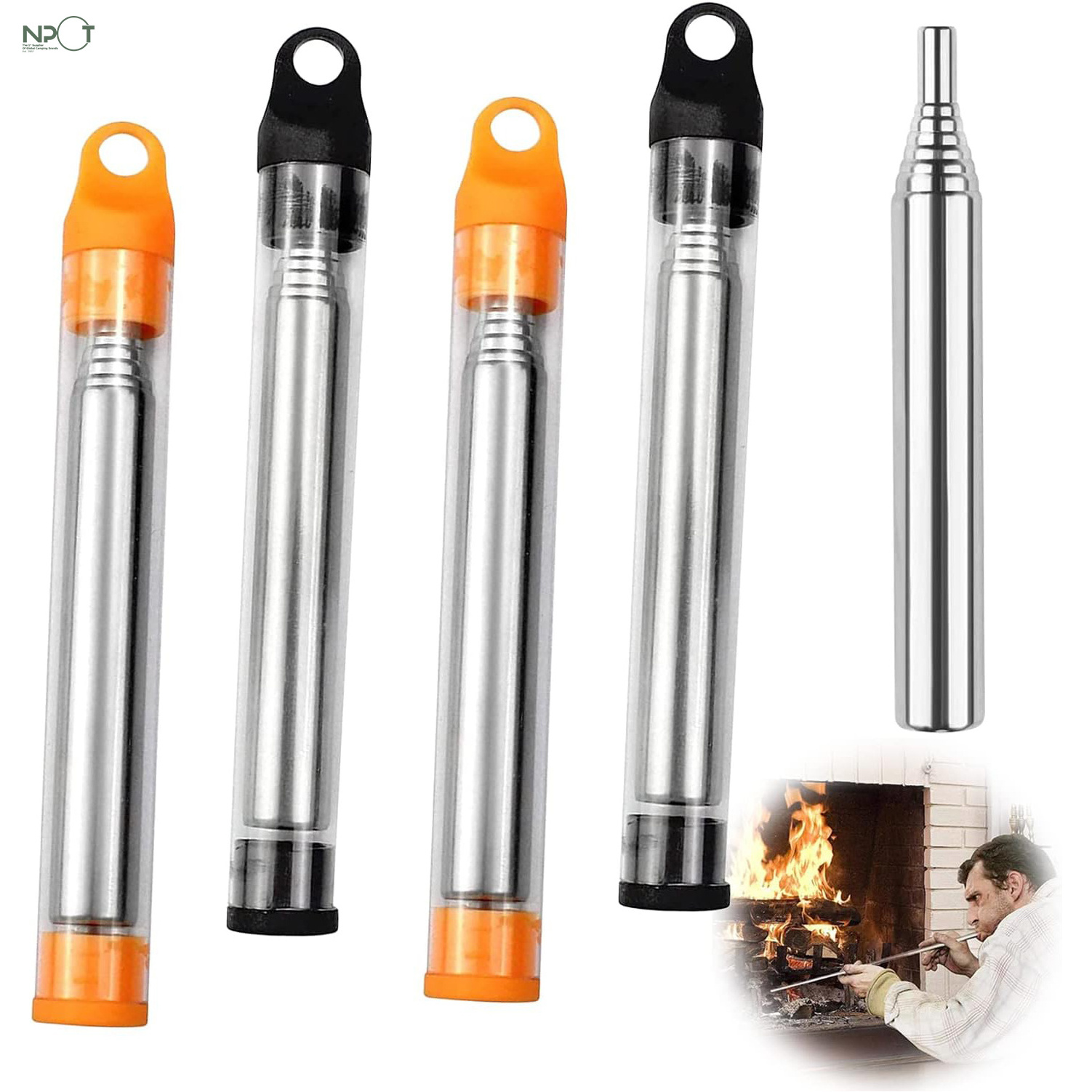 NPOT Blow Fire Tube Stainless Steel Blow Pipe Fire Tools, Fire Blow Pipe for Survival Outdoors Camping Accessories