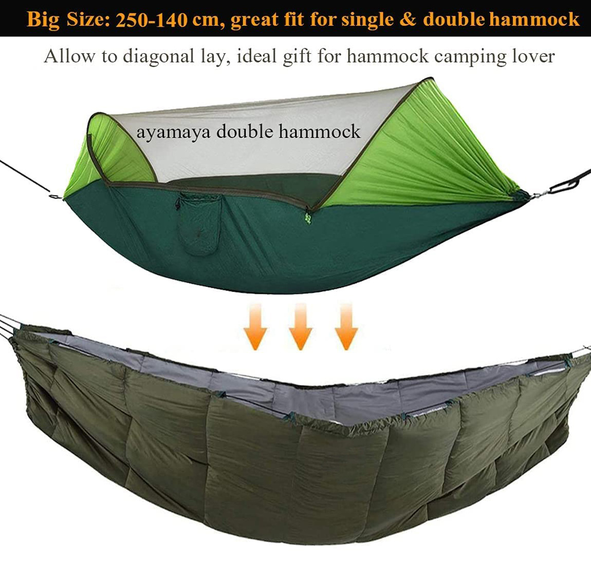 NPOT Winter Season Camping Hammock, Outdoor Warm Hammock Underquilt, Camping Backpacking Essential