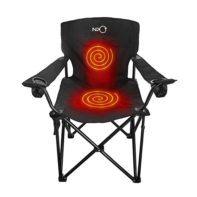 NPOT Outdoor Portable Heated Camping Chair Padded Comfy Heating Chair For Outdoor Sports Camping Light Weight