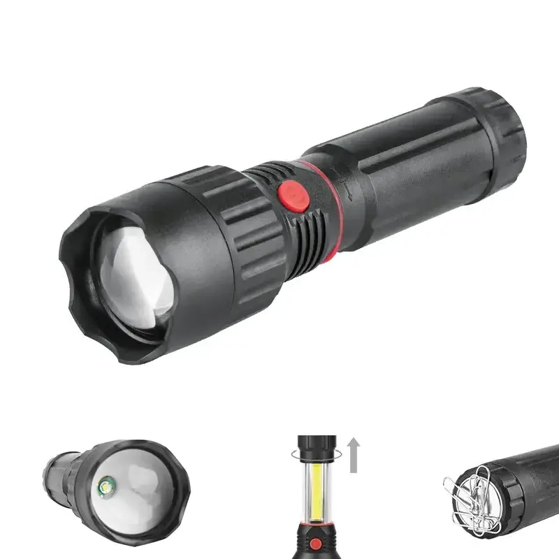 NPOT 2 in 1 Flashlight/worklight, 3W COB LED Flashlight with Magnetic base, length adjustable & telescopic Worklight