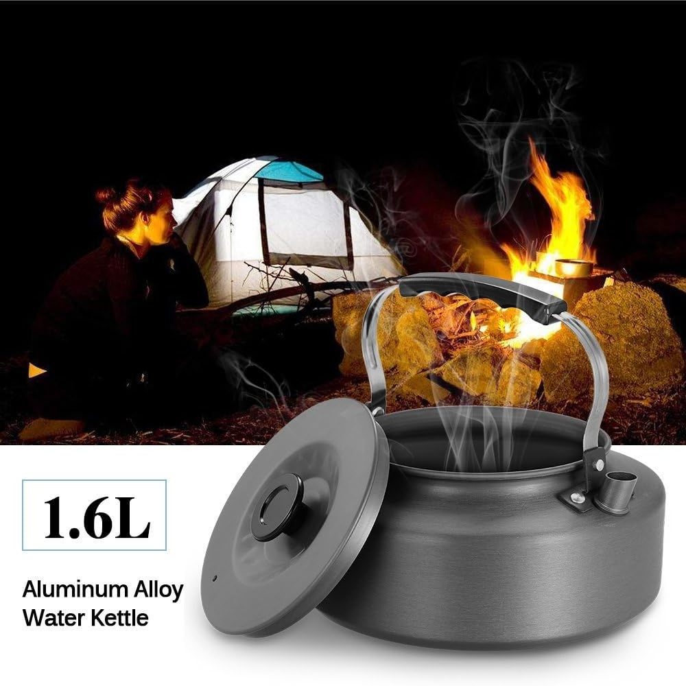 NPOT Portable 1.6l Outdoor Camping Kettle Hard Aluminum Hiking Backpacking Tea Kettle Camping Tea Kettle