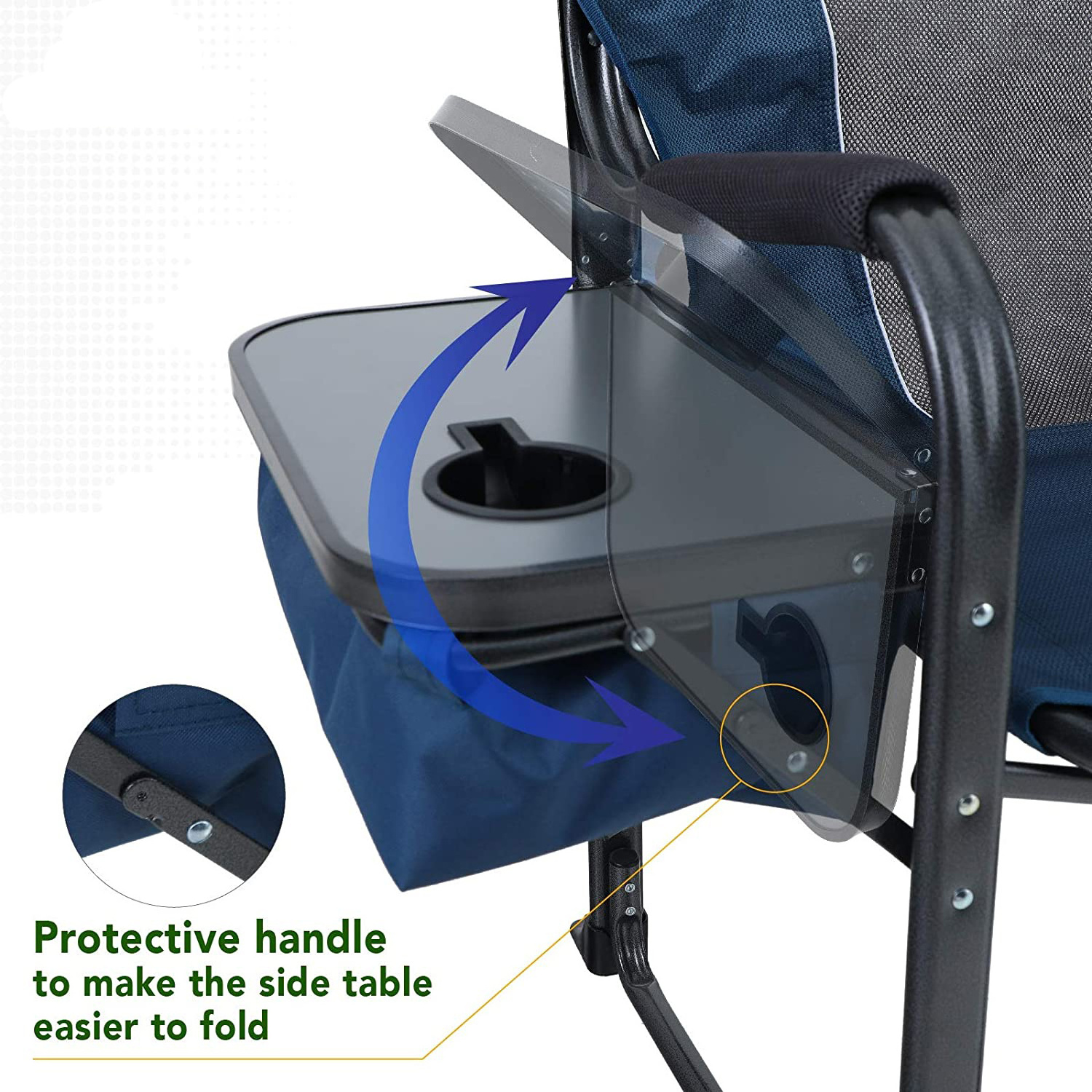 NPOT Director Chair Folding Camping Chair with Side Table Heavy Duty Portable Chair with Cup Holder Cooler Bag