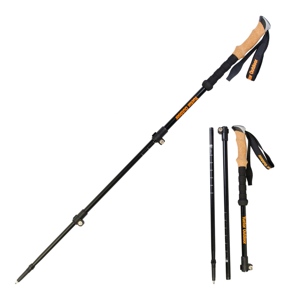 Lightweight 7075 Aluminum Collapsible Adjustable Trekking Poles Walking Sticks Quick Flip Lock Anti-Sweat Cork