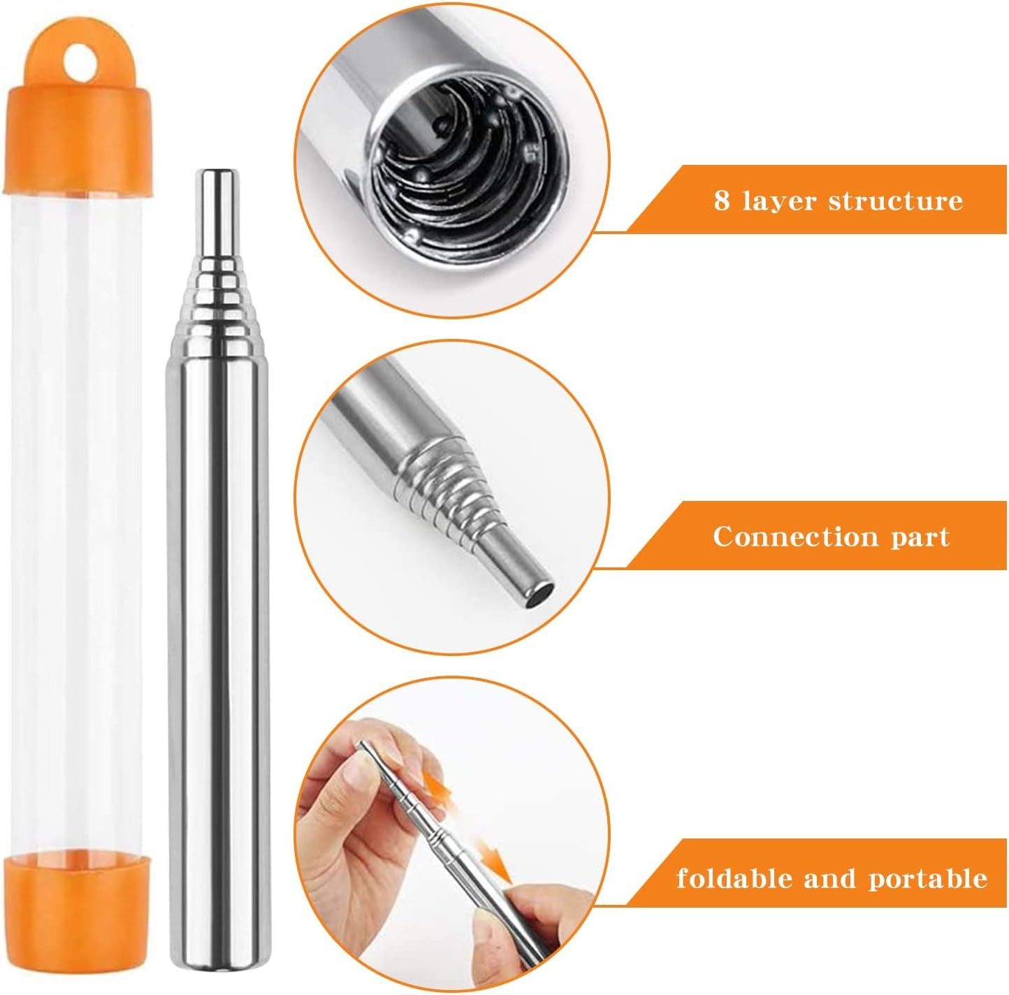 NPOT Blow Fire Tube Stainless Steel Blow Pipe Fire Tools, Fire Blow Pipe for Survival Outdoors Camping Accessories