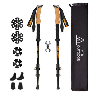 Lightweight 7075 Aluminum Collapsible Adjustable Trekking Poles Walking Sticks Quick Flip Lock Anti-Sweat Cork