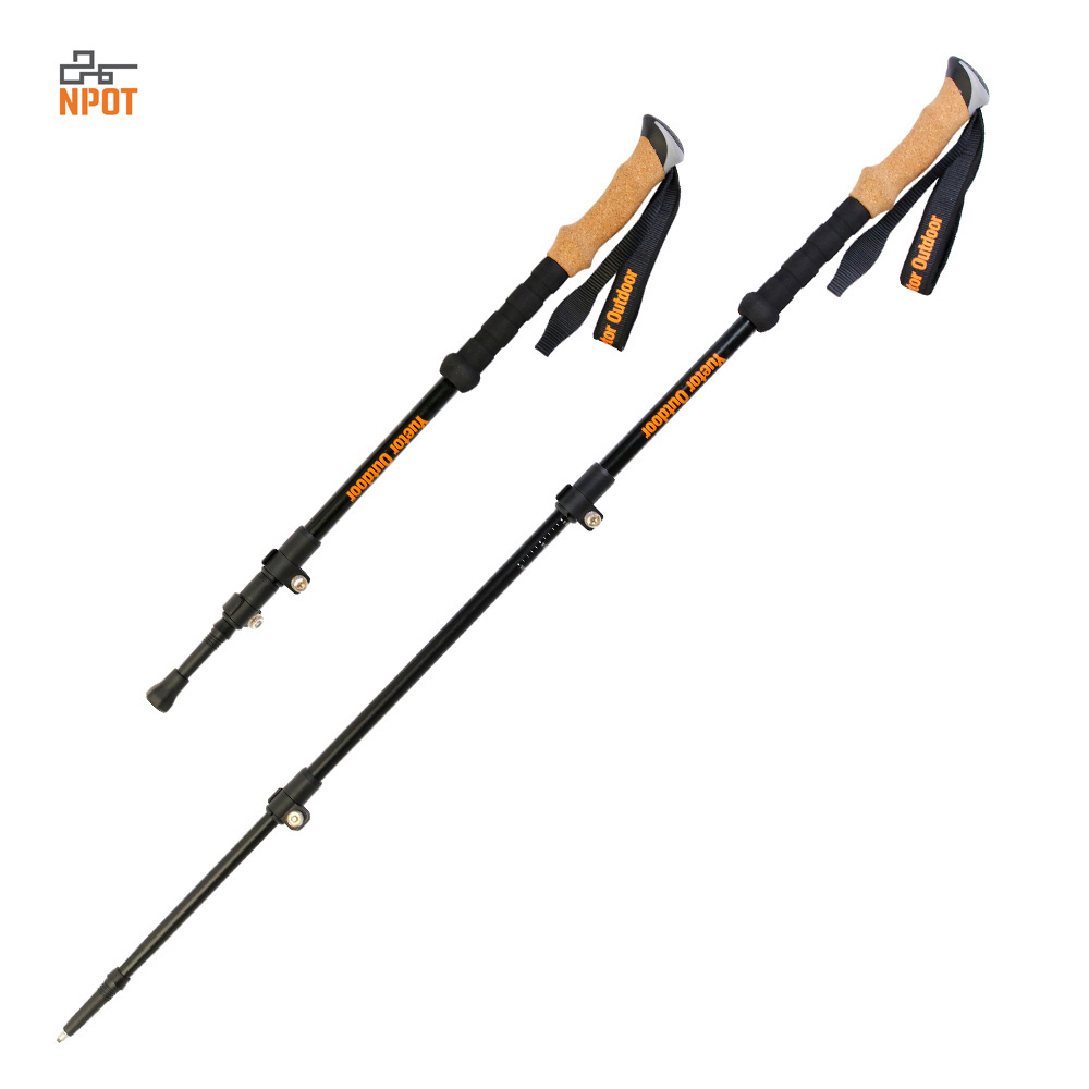 Lightweight 7075 Aluminum Collapsible Adjustable Trekking Poles Walking Sticks Quick Flip Lock Anti-Sweat Cork