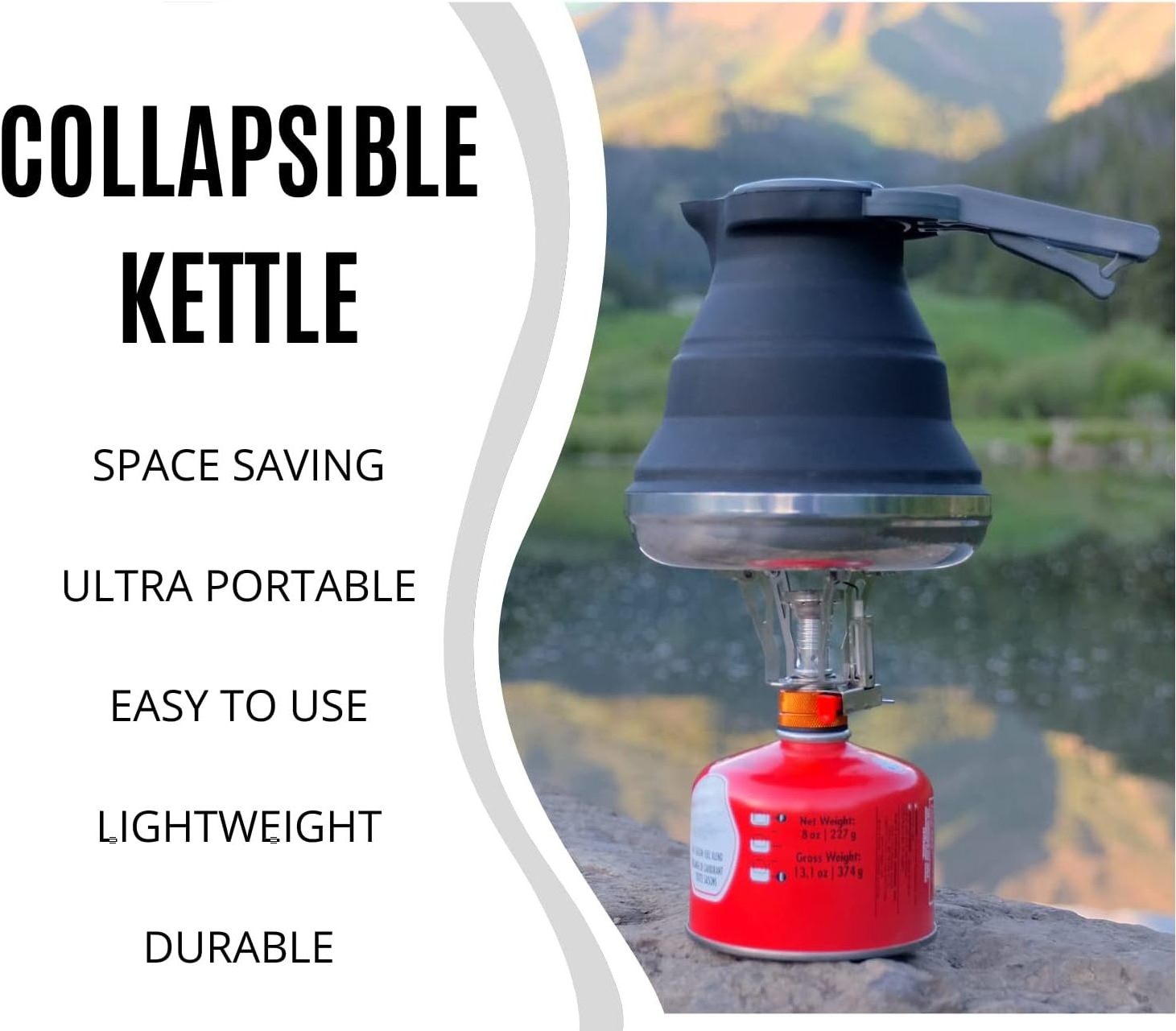 NPOT Portable Silicone Collapsible Tea Bottle Outdoor Camping Travel Water Kettles Silicone Kettle