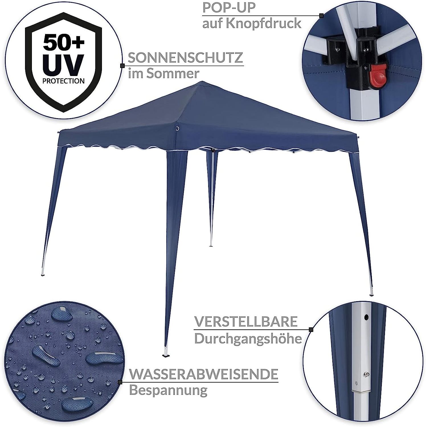 NPOT Hot Selling Pop Up Gazebo 3m x 3m without Sides Folding Garden Marquee Tent Awning Canopy Carry Bag BLUE