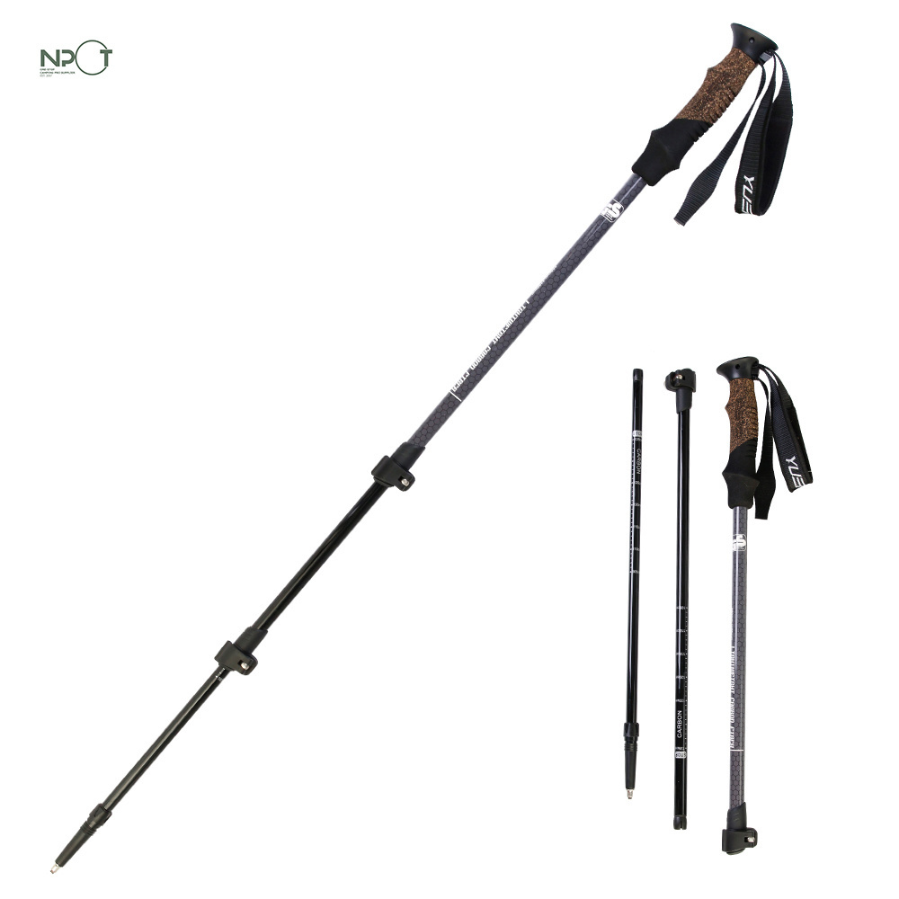 NPOT Ultralight Collapsible 100% Carbon Fiber Trekking Poles with Quick Flip Lock