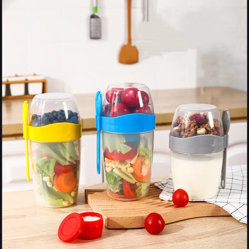 NPOT Salad Cup Plastic Storage Containers Yogurt Cereal to Go Breakfast Plastic KOREAN Water Bottles PS Adults Outdoor Bottle