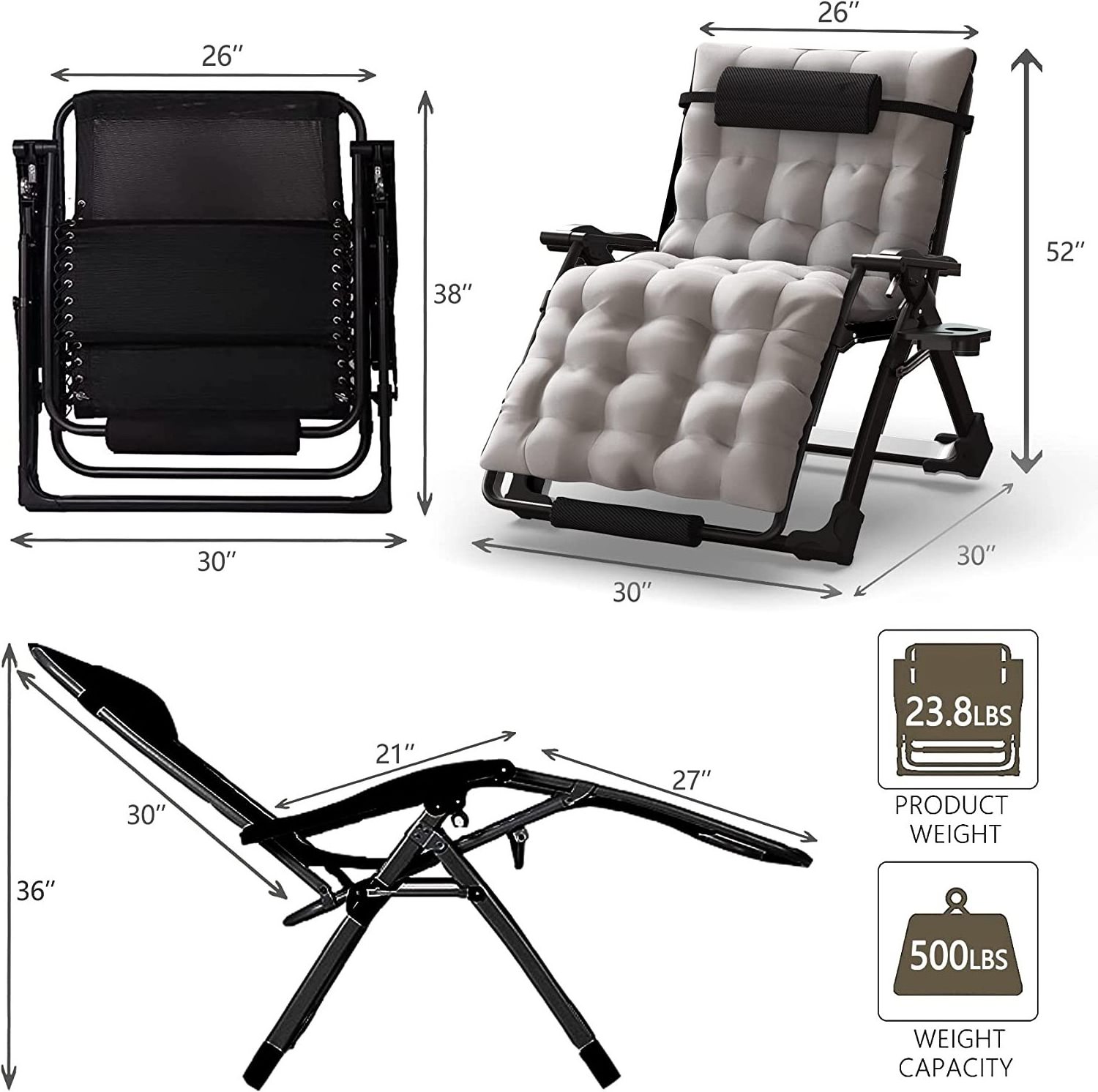 NPOT High Quality Cheap Steel Camping Zero Gravity Chair With Footrest Elderly Lightweight Portable