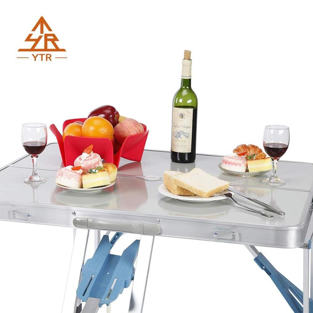 NPOT Aluminum Folding Picnic Table Portable Camping Table Suitcase Table with Bench Outdoor with 4 Seats Metal Customized Modern