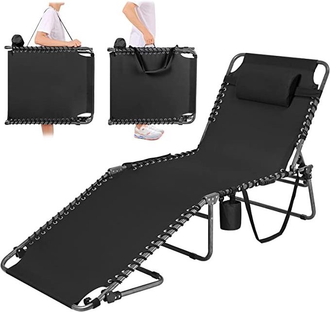 NPOT Oversized Heavy Duty Folding Chaise Lounge Chair for Outdoor Beach Patio Pool Lawn Sunbathing Sun Tanning Adjustable