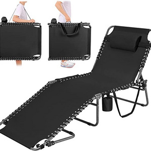 NPOT Oversized Heavy Duty Folding Chaise Lounge Chair for Outdoor Beach Patio Pool Lawn Sunbathing Sun Tanning Adjustable