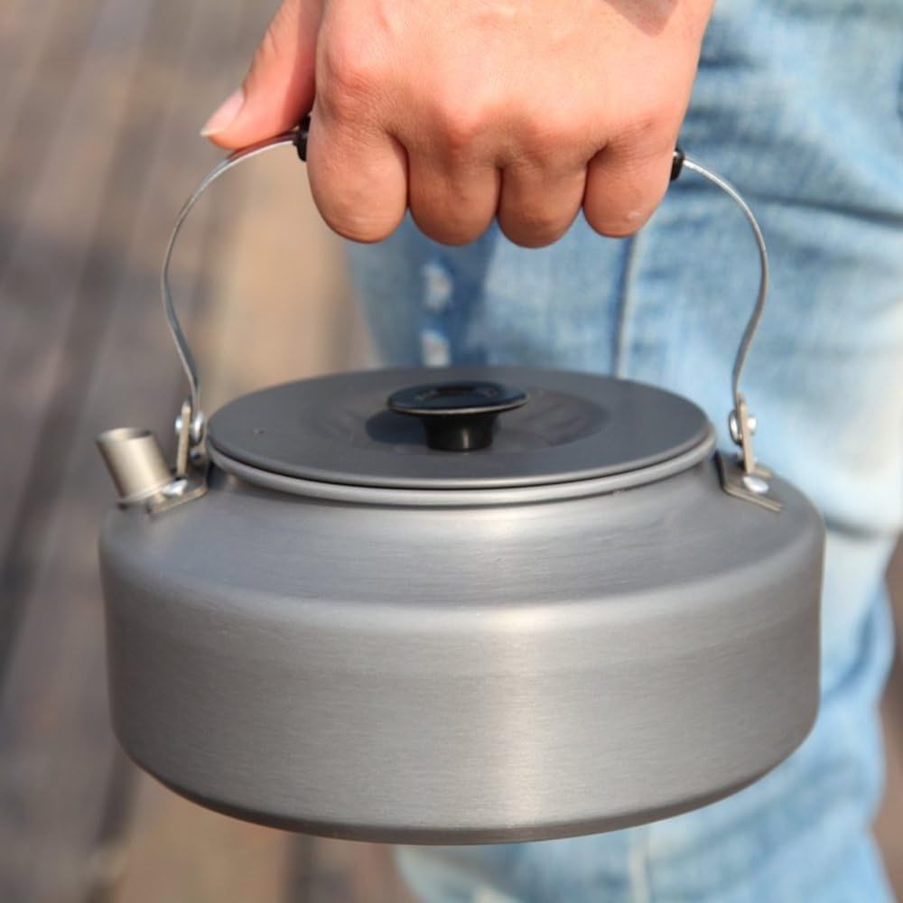 NPOT Portable 1.6l Outdoor Camping Kettle Hard Aluminum Hiking Backpacking Tea Kettle Camping Tea Kettle