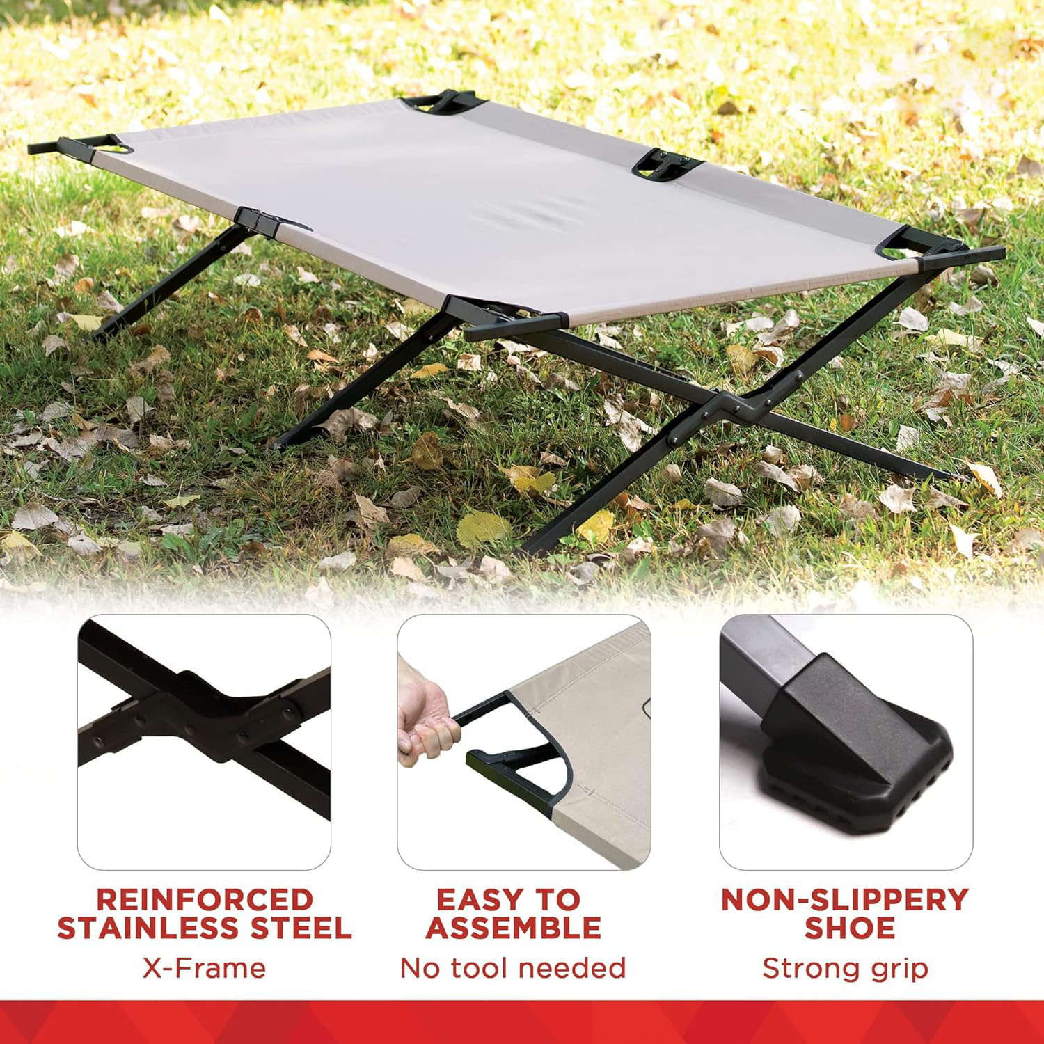 NPOT Folding Camping Cot,easy Assemble Folding Cot Fabric Metal Modern Foldable Beds for Adults Travel Iron Foldable Helinox Cot