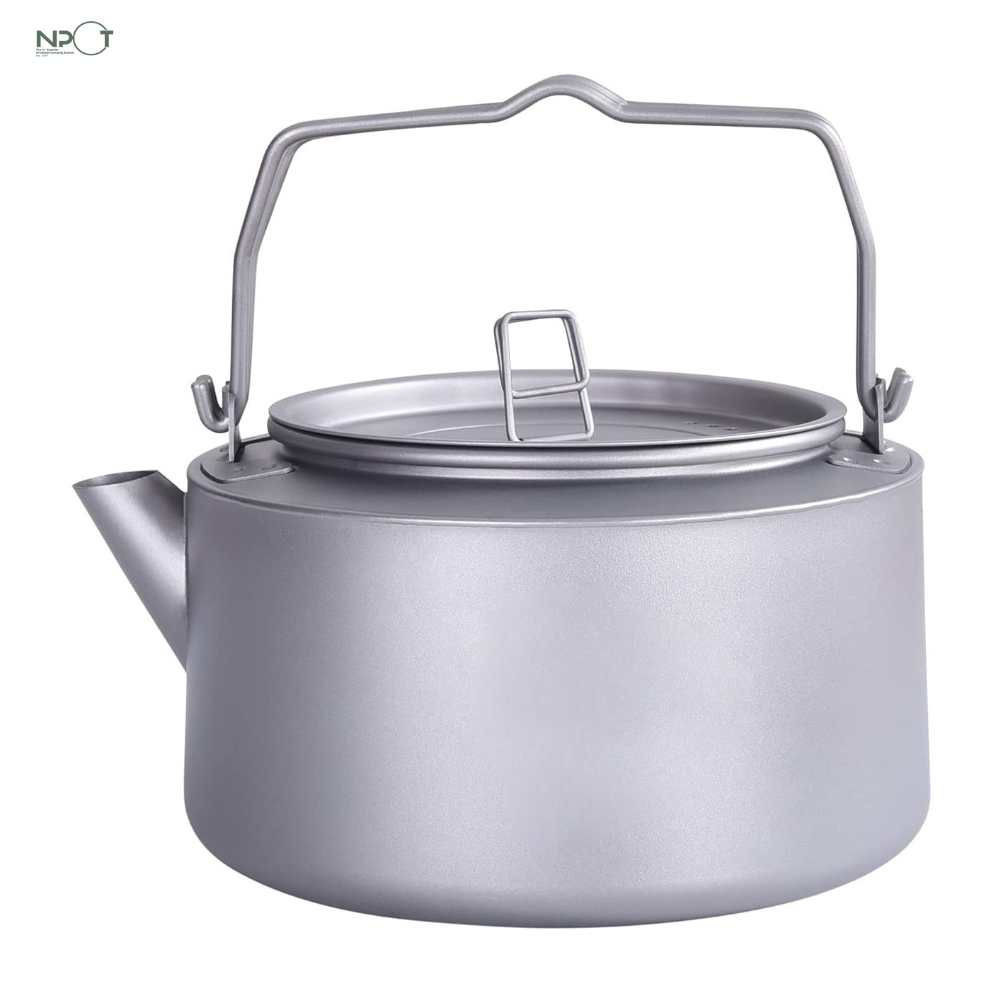 NPOT 700ML Titanium Kettle with Folding Handle Ultralight Teapot Outdoor Camping Big Capacity Pot for Boiling Water Coffee Tea