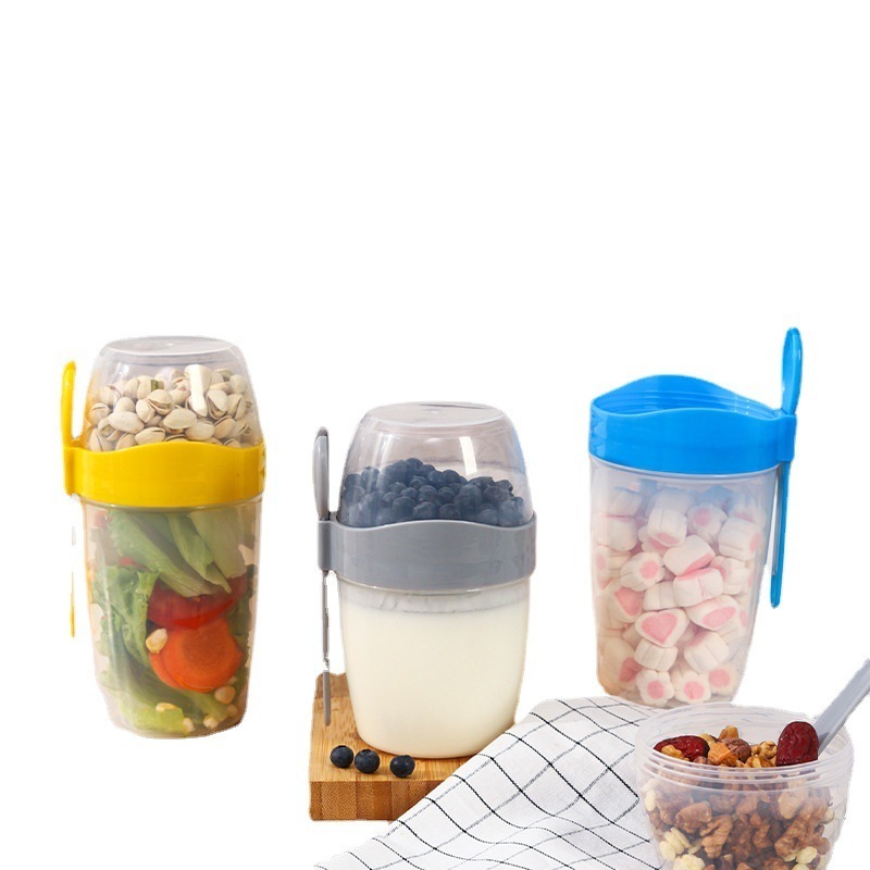 NPOT Salad Cup Plastic Storage Containers Yogurt Cereal to Go Breakfast Plastic KOREAN Water Bottles PS Adults Outdoor Bottle